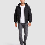 KZZ Men's Zip-Front Hooded Diamond-Quilted Jacket