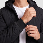 KZZ Men's Zip-Front Hooded Diamond-Quilted Jacket