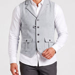 KZZ Men's solid color button front pocket suit vest
