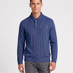 KZZ Men's Textured Cable-Knit Turtleneck Pullover