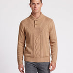 KZZ Men's Textured Cable-Knit Turtleneck Pullover