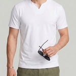 KZZ Men's Solid-Color V-Neck T-Shirt