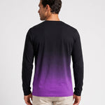 KZZ Men's Casual Long Sleeve T-Shirt, Gradient Color Round Neck, Letter Print Design