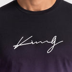 KZZ Men's Casual Long Sleeve T-Shirt, Gradient Color Round Neck, Letter Print Design