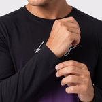 KZZ Men's Casual Long Sleeve T-Shirt, Gradient Color Round Neck, Letter Print Design