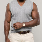KZZ Men's V-neck sleeveless knit vest