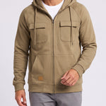 KZZ Men's Outdoor Casual Multi-Pocket Full-Zip Hooded Sweatshirt