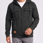 KZZ Men's Outdoor Casual Multi-Pocket Full-Zip Hooded Sweatshirt