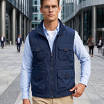 KZZ Men's Solid-Color Zipper-Pocket Vest