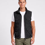 KZZ Men's Solid-Color Zipper-Pocket Vest