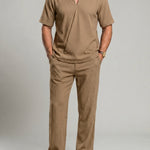 KZZ Men's casual V-neck short-sleeve top and casual trousers