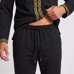 KZZ Men's ethnic style mini stand-up collar top and pants set