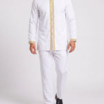 KZZ Men's ethnic style mini stand-up collar top and pants set
