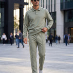 KZZ Polo-collar top and wide-leg trousers