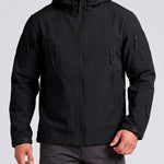 KZZ Slim-fit woven solid color long-sleeved hooded jacket
