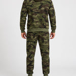 KZZ Men's two-piece slim-fit camouflage tie-dye hooded jacket and pants set