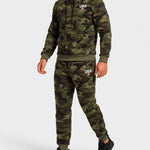 KZZ Men's two-piece slim-fit camouflage tie-dye hooded jacket and pants set