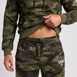 KZZ Men's two-piece slim-fit camouflage tie-dye hooded jacket and pants set