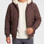 KZZ Men's basic slim-fit retro woven warm hooded jacket