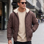 KZZ Men's basic slim-fit retro woven warm hooded jacket
