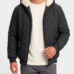 KZZ Men's basic slim-fit retro woven warm hooded jacket