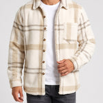 KZZ Men's Autumn and Winter Casual Knitted Plaid Shirt Jacket