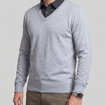 KZZ Men's Comfortable Faux-Layer Knit Top