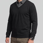 KZZ Men's Comfortable Faux-Layer Knit Top