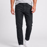 KZZ Men's loose-fitting, warm fleece-lined straight-leg jeans