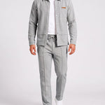 KZZ Men's Business Casual Shirt Jacket Long-Sleeved Trousers Suit