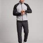 KZZ Men's stand-collar color-block zip-up jacket and straight-leg trousers