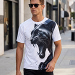 KZZ Men's Slim-Fit Short-Sleeve T-Shirt with Leopard Print