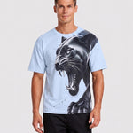KZZ Men's Slim-Fit Short-Sleeve T-Shirt with Leopard Print