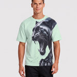 KZZ Men's Slim-Fit Short-Sleeve T-Shirt with Leopard Print
