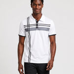 KZZ Men's Striped Print Color-Block Polo Shirt