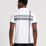 KZZ Men's Striped Print Color-Block Polo Shirt