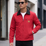 KZZ Men's Collared Zip-Up Cropped Jacket