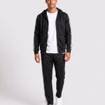 KZZ Men's Spring Hooded Half-Zip Long-Sleeve Top and Straight-Leg Pants