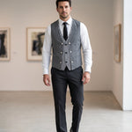 KZZ Men's V-neck double-breasted casual vest