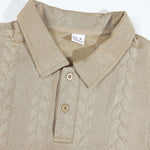 KZZ Men's Solid-Color Cable-Knit Short-Sleeve Polo Shirt