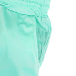 KZZ Collarless half-zip short-sleeve top and elastic-waist shorts