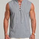 KZZ Men's Drawstring Linen Vest