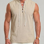 KZZ Men's Drawstring Linen Vest