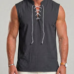 KZZ Men's Drawstring Linen Vest