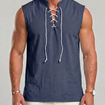 KZZ Men's Drawstring Linen Vest
