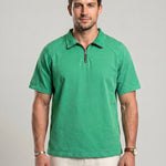 KZZ Men's Loose-Fit Pure Half-Zip Polo Shirt
