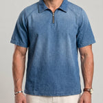 KZZ Men's Loose-Fit Pure Half-Zip Polo Shirt