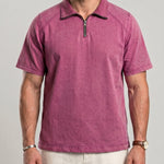 KZZ Men's Loose-Fit Pure Half-Zip Polo Shirt