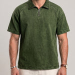 KZZ Men's Loose-Fit Pure Half-Zip Polo Shirt