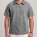 KZZ Men's Loose-Fit Pure Half-Zip Polo Shirt